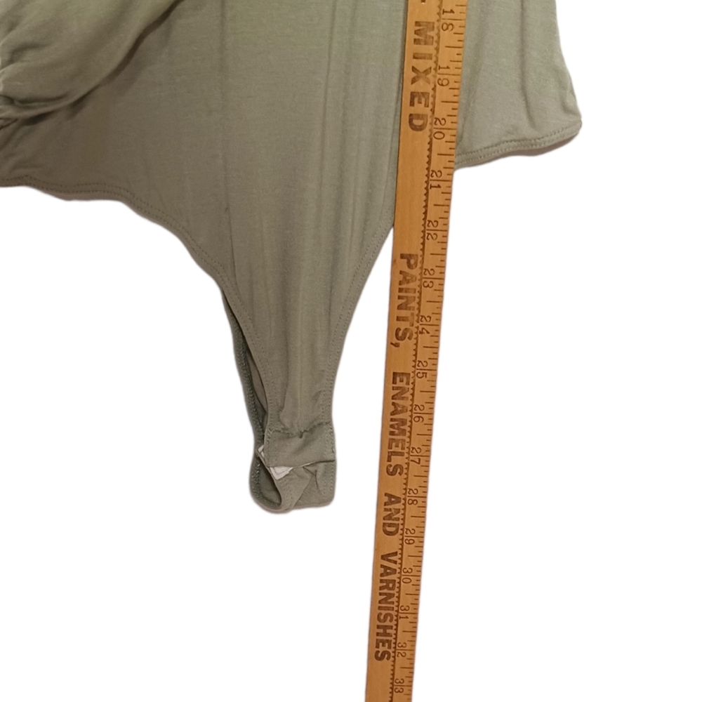 FASHION NOVA Olive Green Sleeveless Rushing Crossed Bodysuit Medium NWT - Picture 8 of 10